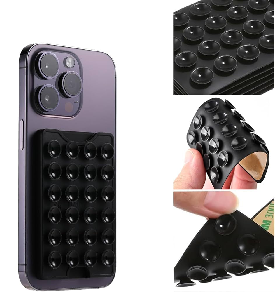 2 Support de Téléphone à Ventouse Adhésif en Silicone Noir et Blanc