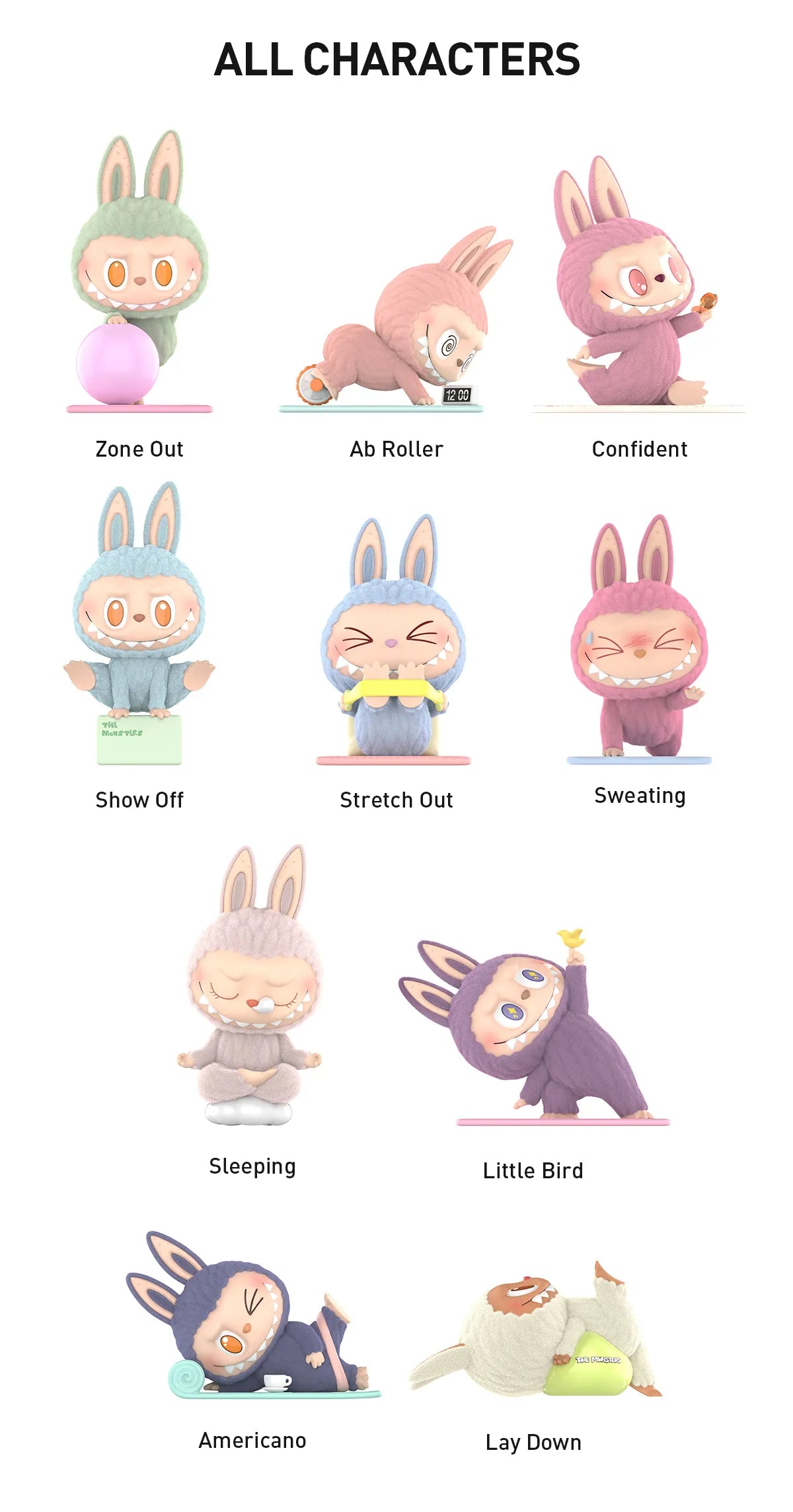 THE MONSTERS Labubu Lazy Yoga Series Figures