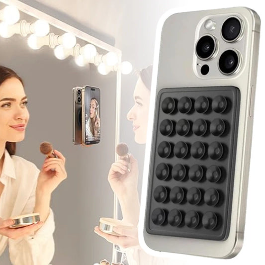 2 Support de Téléphone à Ventouse Adhésif en Silicone Noir et Blanc