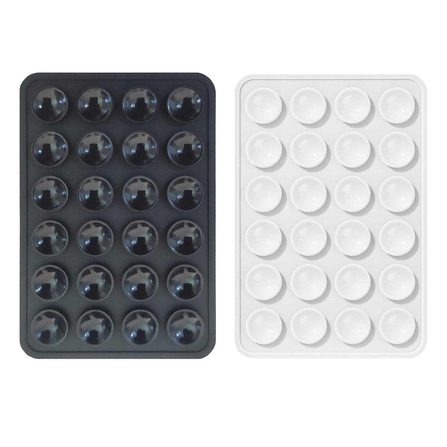 2 Support de Téléphone à Ventouse Adhésif en Silicone Noir et Blanc