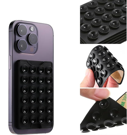 2 Support de Téléphone à Ventouse Adhésif en Silicone Noir et Blanc